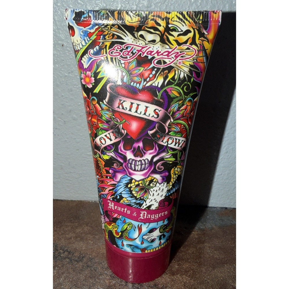 Ed Hardy Hearts & Daggers Shimmering Body Lotion 3 oz 90ml Tattoo Art NEW